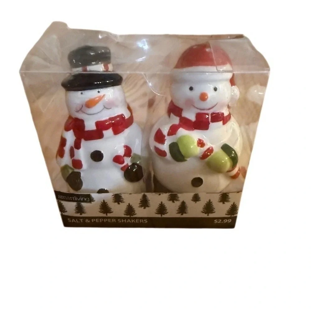 Smart Living Snowman Salt & Pepper Shakers Set 2pc‎ Christmas Holiday